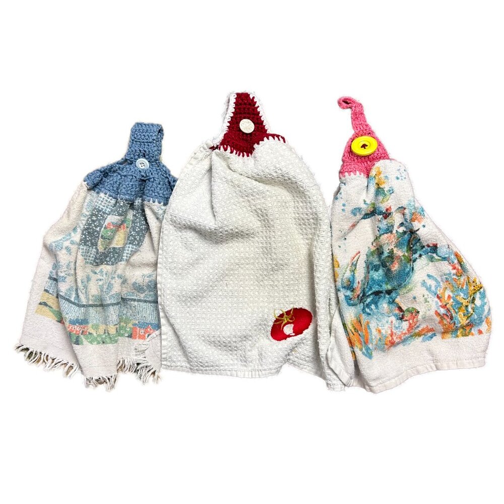 Vintage Kitchen Towel Hanging Crochet Lot of 3